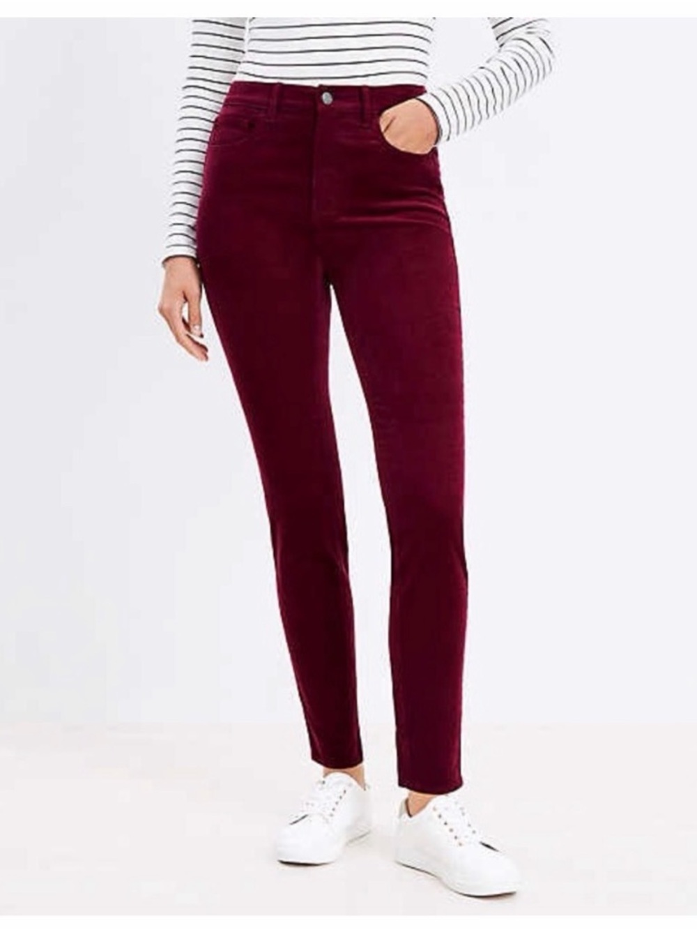 NWT Loft the skinny high-rise, maroon corduroy size 26